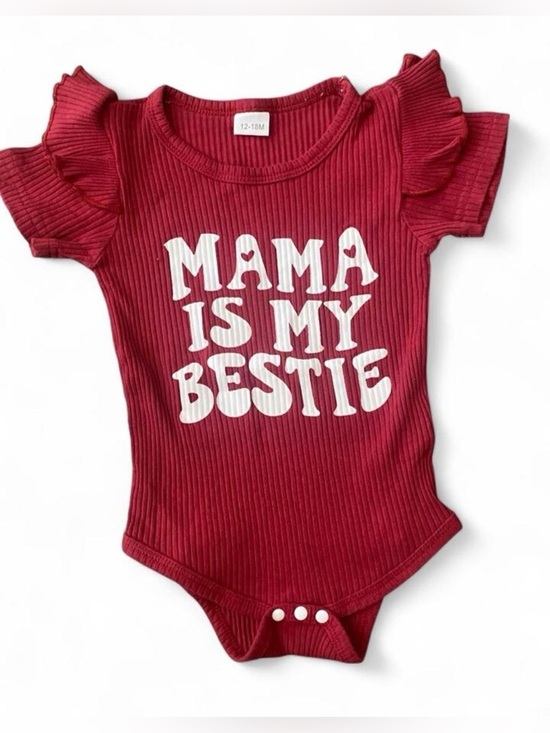 Amazon Other - Mama Is My Bestie Red Ribbed Baby One-Piece
